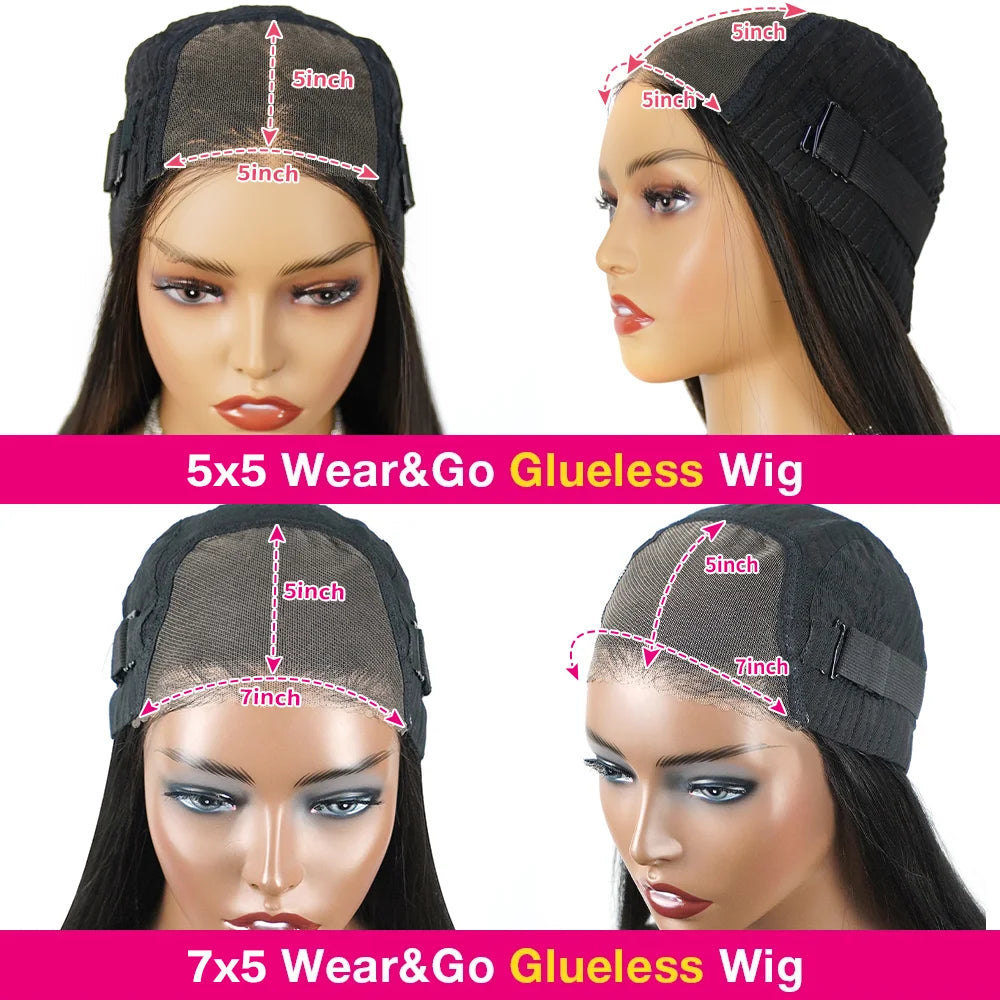 Glueless Wig Human Hair Ready To Wear Curly 7x5 Lace Closure Deep Wave Frontal Wig 13x6 Hd Lace Bleached Knots For Women Wear Go