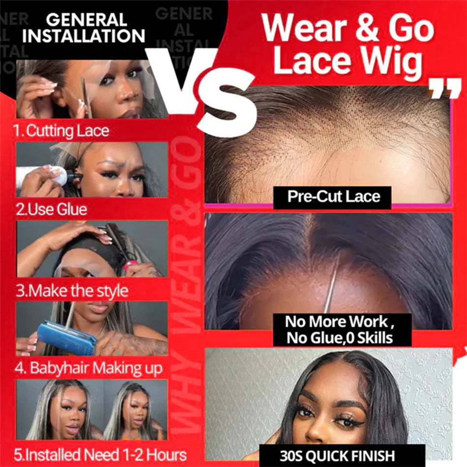 Glueless Wig Human Hair Ready To Wear 13X4 Pre Cut Bone Straight HD Transparent Lace Frontal Wig Human Hair Wigs 4x4 Closure Wig