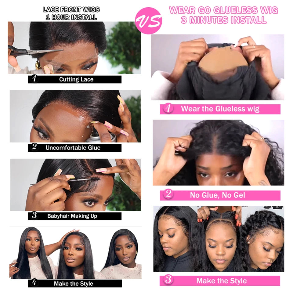 12A Glueless Wig Human Hair Ready To Wear And Go Preplucked Pre Cut No Glue 180% Brazilian Body Wave Human Hair Wigs For Women