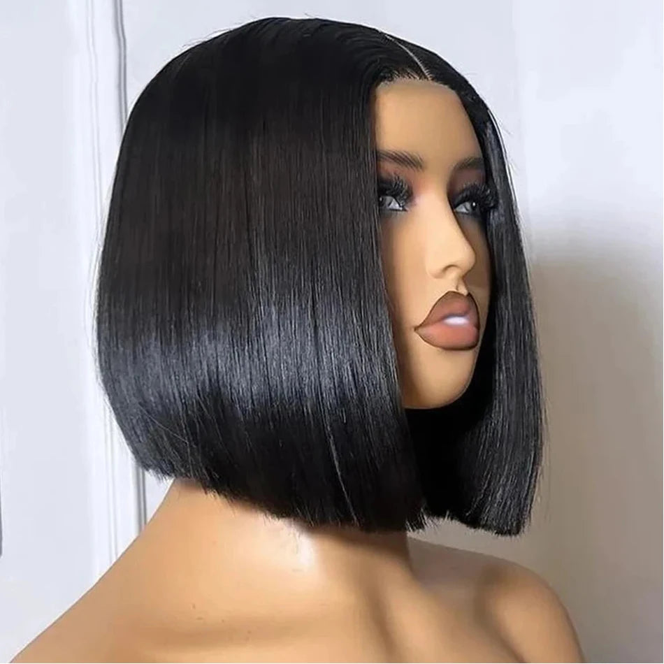 Wear And Go Glueless 100% Human Hair Wig HD Lace Bone Straight Short Bob 13x4 Lace Frontal Wig Ready To Go Wigs Pre Cut No Lace