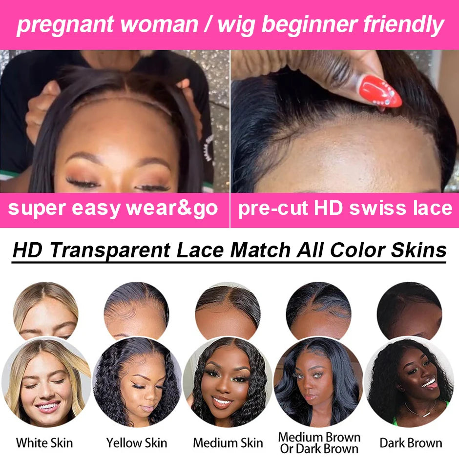 12A Glueless Wig Human Hair Ready To Wear And Go Preplucked Pre Cut No Glue 180% Brazilian Body Wave Human Hair Wigs For Women