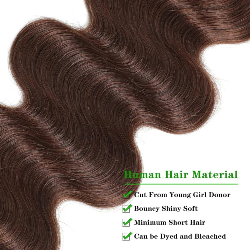 Brown Bundles Human Hair Body Wave Chocolate Brown Bundles Brazilian Human Hair Bundles Weave Extension For Black Women Color #4