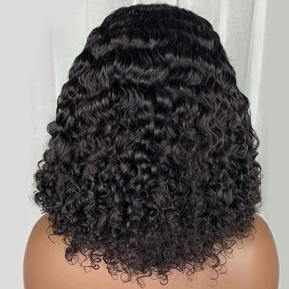 Glueless Wigs Human Hair Glueless Wigs Ready To Wear Deep Wave Glueless Pre plucked Human Wigs Ready To Go 6X4 HD Lace Bob Wig