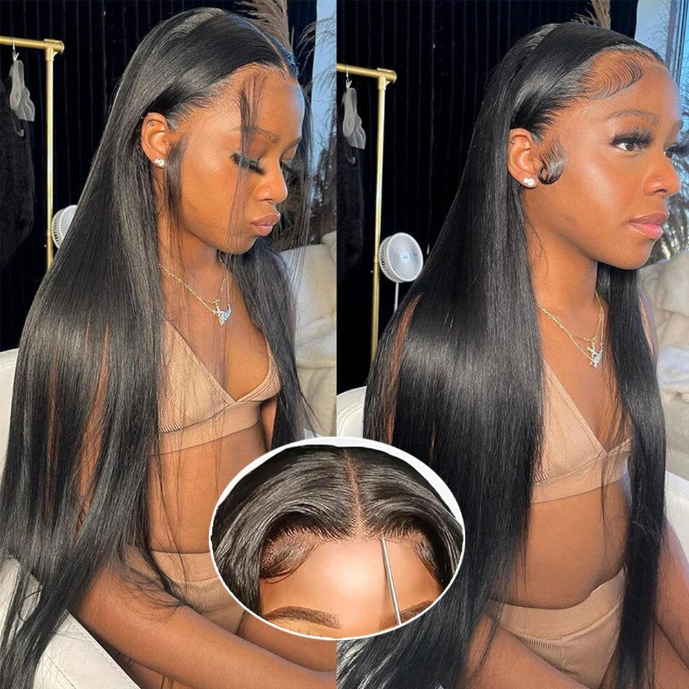 Glueless Wigs HD Transparent Lace Front Human Hair Wig 13x4 13x6 Bone Straight Frontal Wig Pre Plucked 4x4 HD Lace Closure Wig