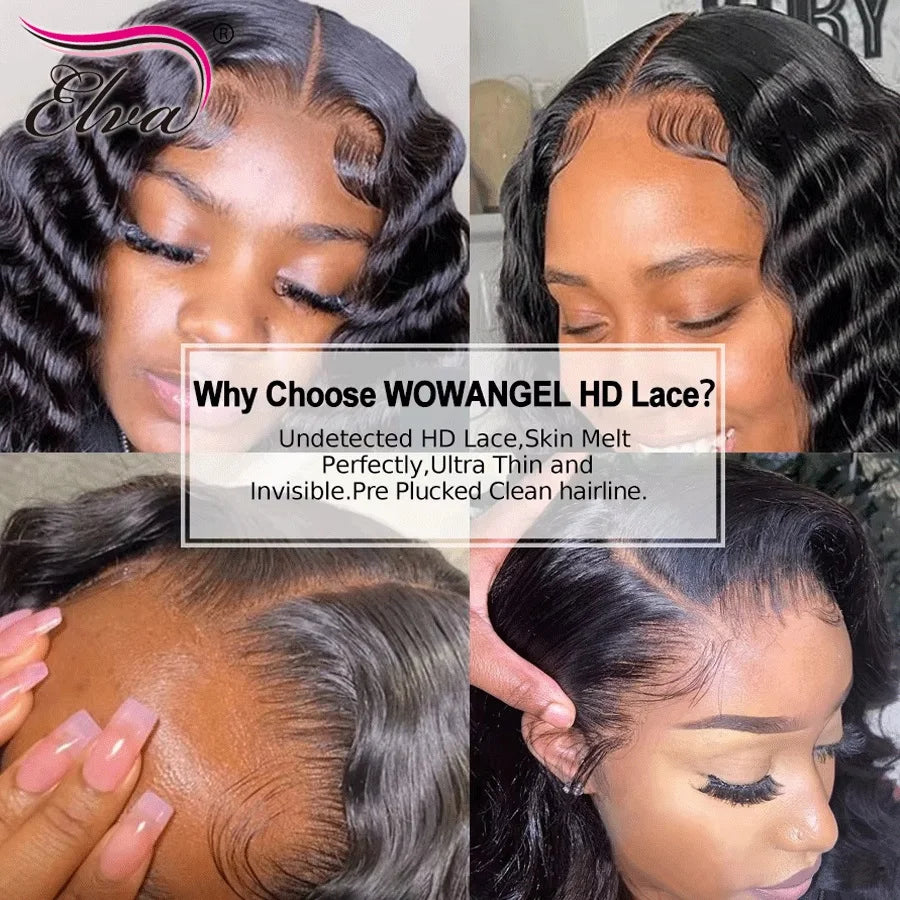 Glueless Wig Human Hair Ready To Go Loose Deep Wave 250% Density Princess Hair 13x6 HD Transparent Lace Frontal Wigs Pre plucked