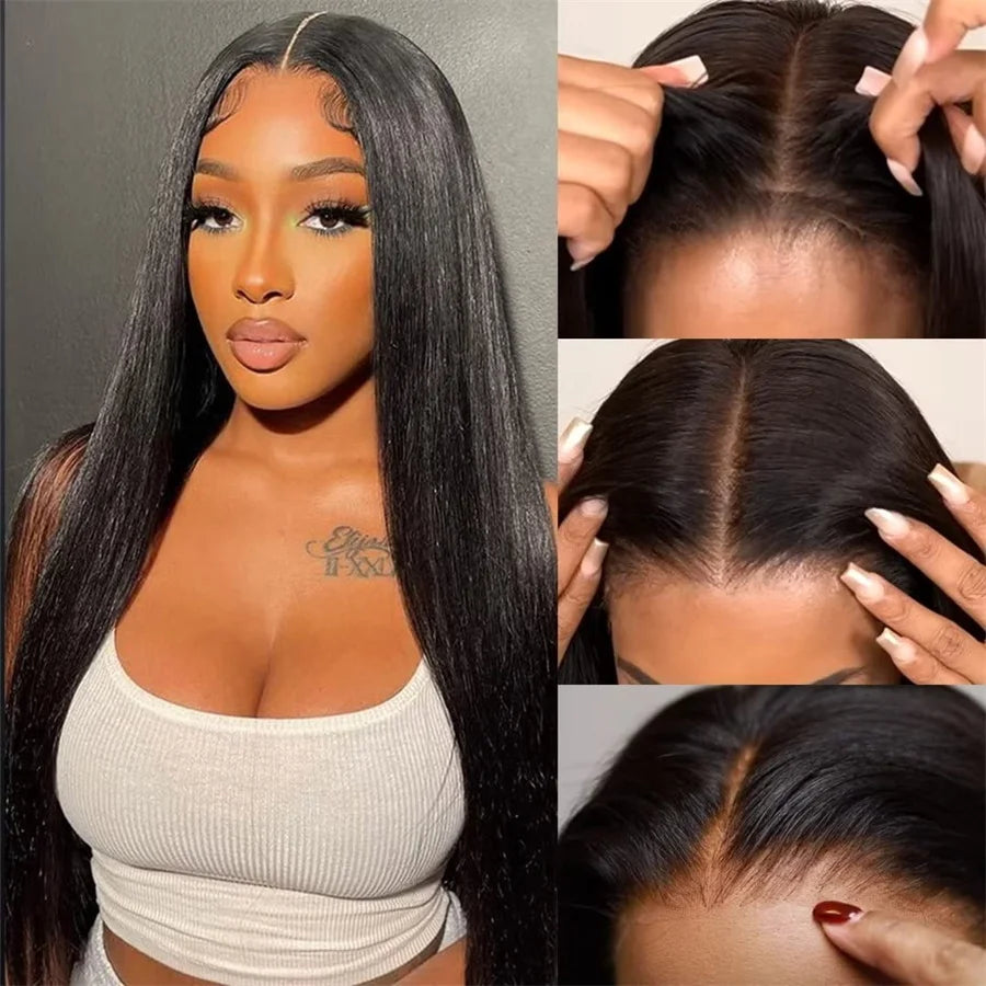 Glueless Wig Human Hair Ready To Wear 13X4 Pre Cut Bone Straight HD Transparent Lace Frontal Wig Human Hair Wigs 4x4 Closure Wig