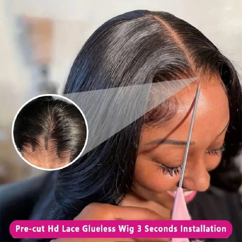 Glueless Wig Human Hair Ready To Wear 13X4 Pre Cut Bone Straight HD Transparent Lace Frontal Wig Human Hair Wigs 4x4 Closure Wig