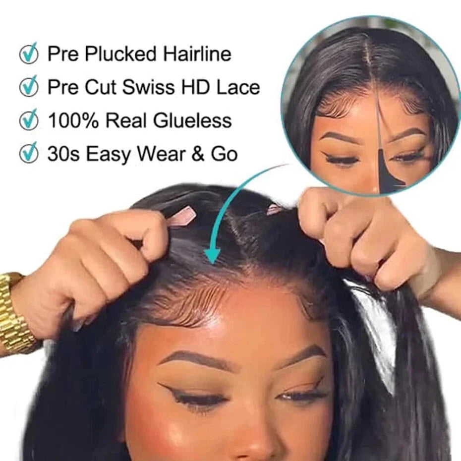 Wear To Go Glueless HD Lace Wig Human Hair Straight 5x5 Closure Human Hair Wigs Brazilan Human Hair 100% Real Pre Plucked 30inch