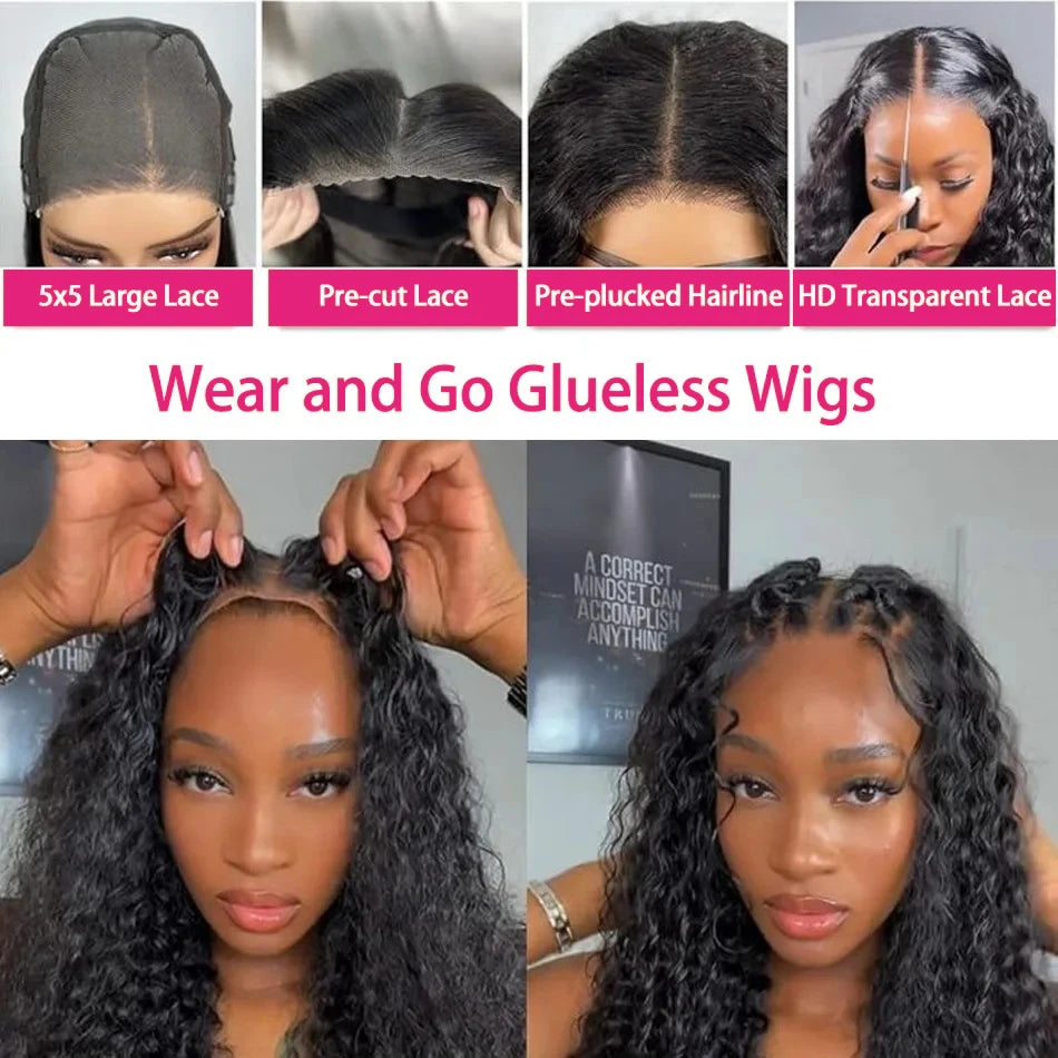 Glueless Wig Human Hair Ready To Wear Curly 7x5 Lace Closure Deep Wave Frontal Wig 13x6 Hd Lace Bleached Knots For Women Wear Go