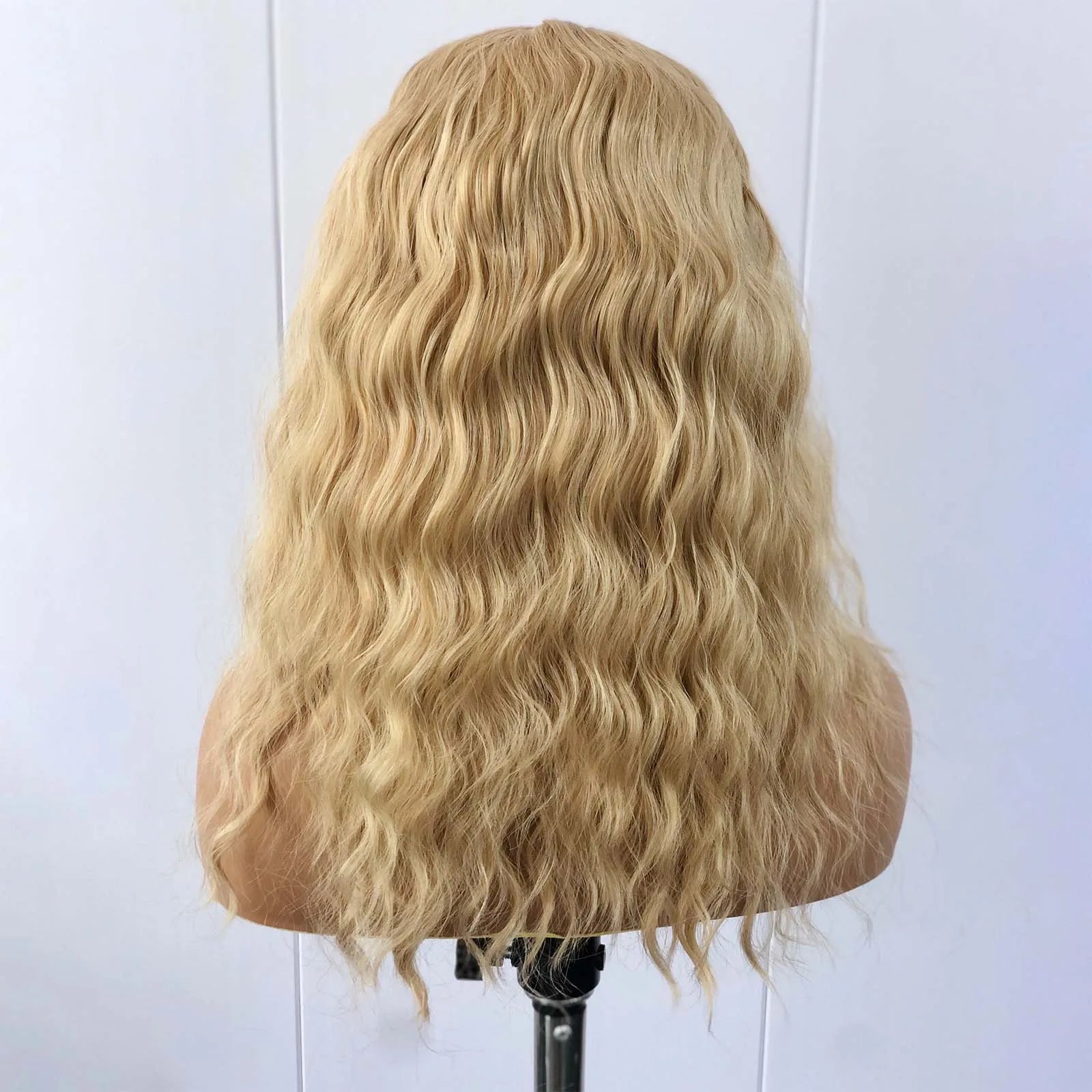 Honey Blonde Highlight Wig Deep Wave Synthetic Lace Front Wig Short Curly Wavy Mixed Colored Hair 13X4 Frontal Wigs for Women