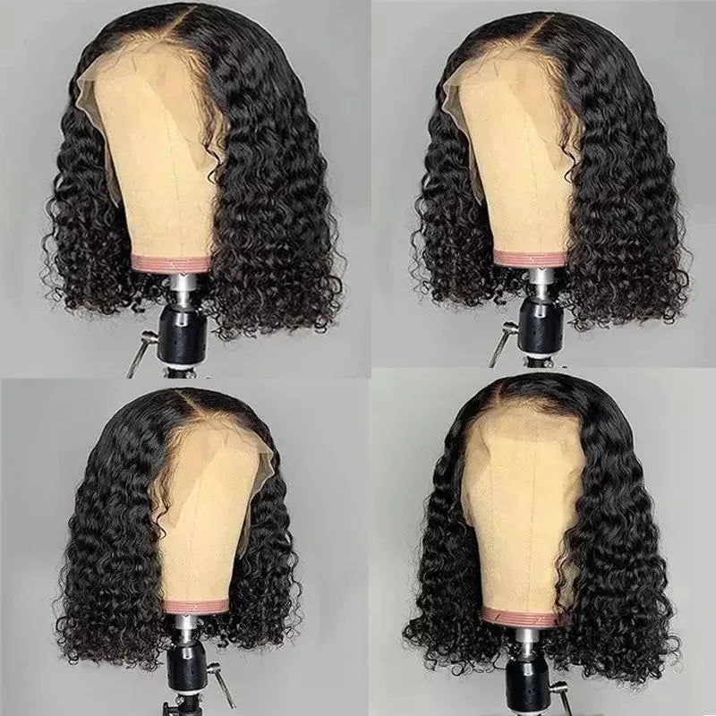Glueless Wigs Human Hair Glueless Wigs Ready To Wear Deep Wave Glueless Pre plucked Human Wigs Ready To Go 6X4 HD Lace Bob Wig