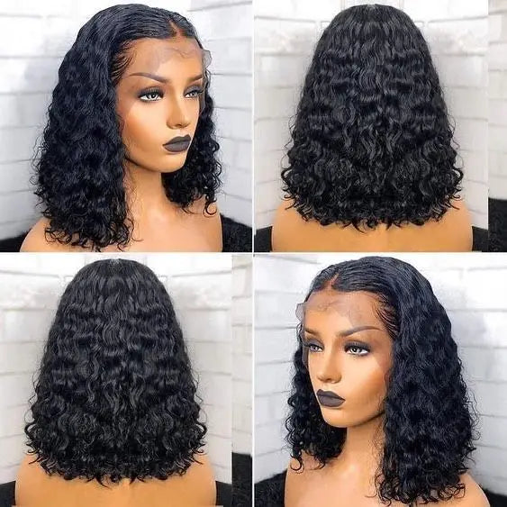 Glueless Wigs Human Hair Glueless Wigs Ready To Wear Deep Wave Glueless Pre plucked Human Wigs Ready To Go 6X4 HD Lace Bob Wig