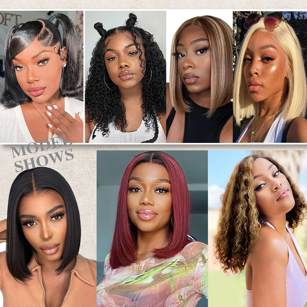 Glueless Wig Human Hair Ready To Wear Short Bob Wigs For Women Transparent 13x4 Lace Front Human Wig Human Hair Wig Bob Wig