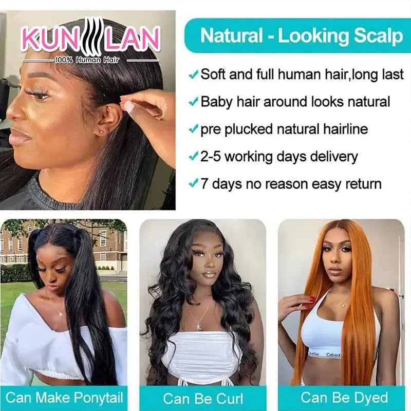 5x5 Glueless Wig Human Hair Ready To Wear Pre-Cut Lace Ready To Go Glueless Wigs Straight Lace Front Human Hair Wig For Women