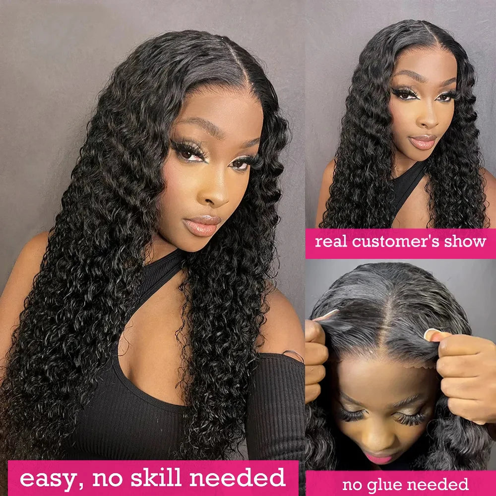 Glueless Wig Human Hair Ready To Wear Curly 7x5 Lace Closure Deep Wave Frontal Wig 13x6 Hd Lace Bleached Knots For Women Wear Go