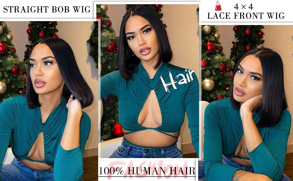 Wear And Go Glueless 100% Human Hair Wig HD Lace Bone Straight Short Bob 13x4 Lace Frontal Wig Ready To Go Wigs Pre Cut No Lace