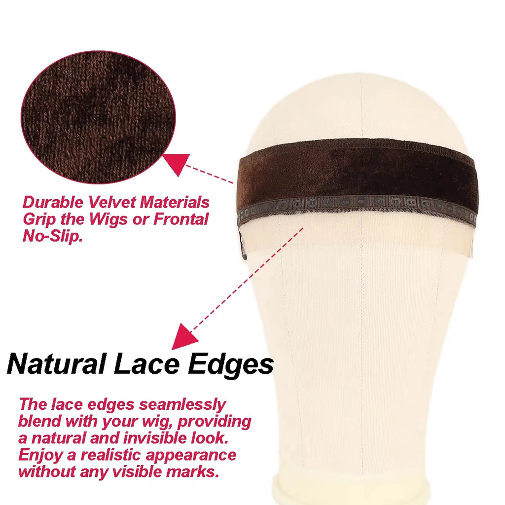 Lace Wig Grip Band for Women, Wig Gripper with Ear-Cutouts Natural Lace Edge, 1pcs Non-Slip Adjustable Wig Headband