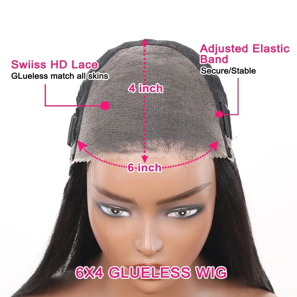 Glueless Wigs Human Hair Glueless Wigs Ready To Wear Deep Wave Glueless Pre plucked Human Wigs Ready To Go 6X4 HD Lace Bob Wig