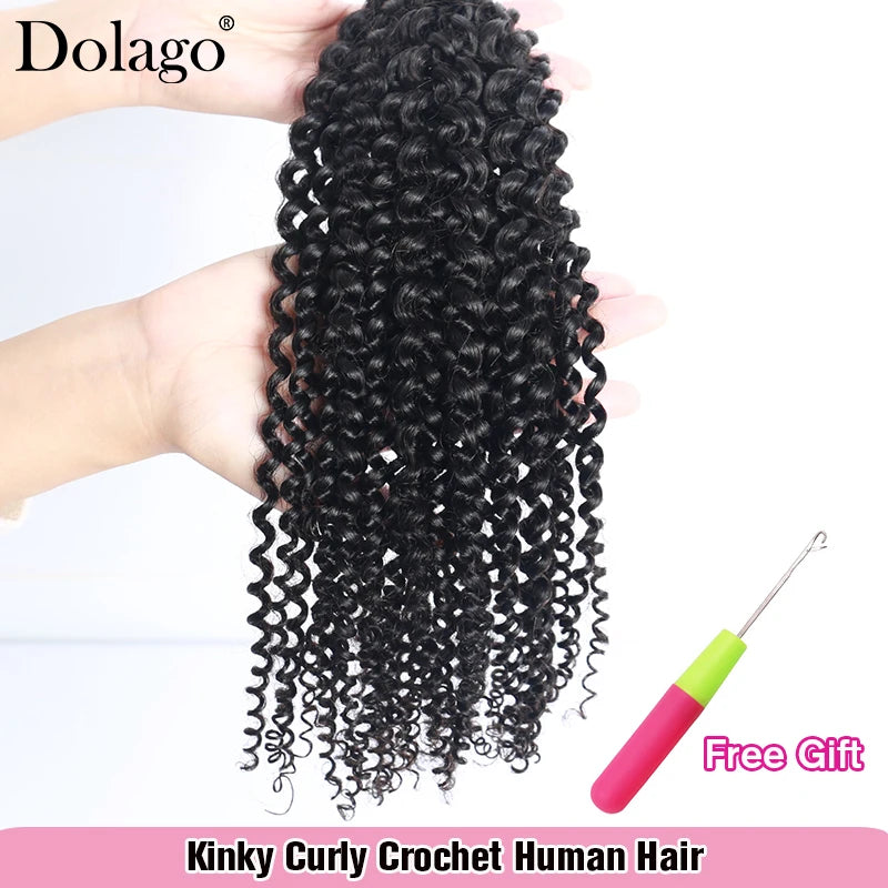 Crochet Hair Extensions Kinky Curly Crochet Human Hair Curly Knotless Invisible Feather With String In The Middle Pre Separated