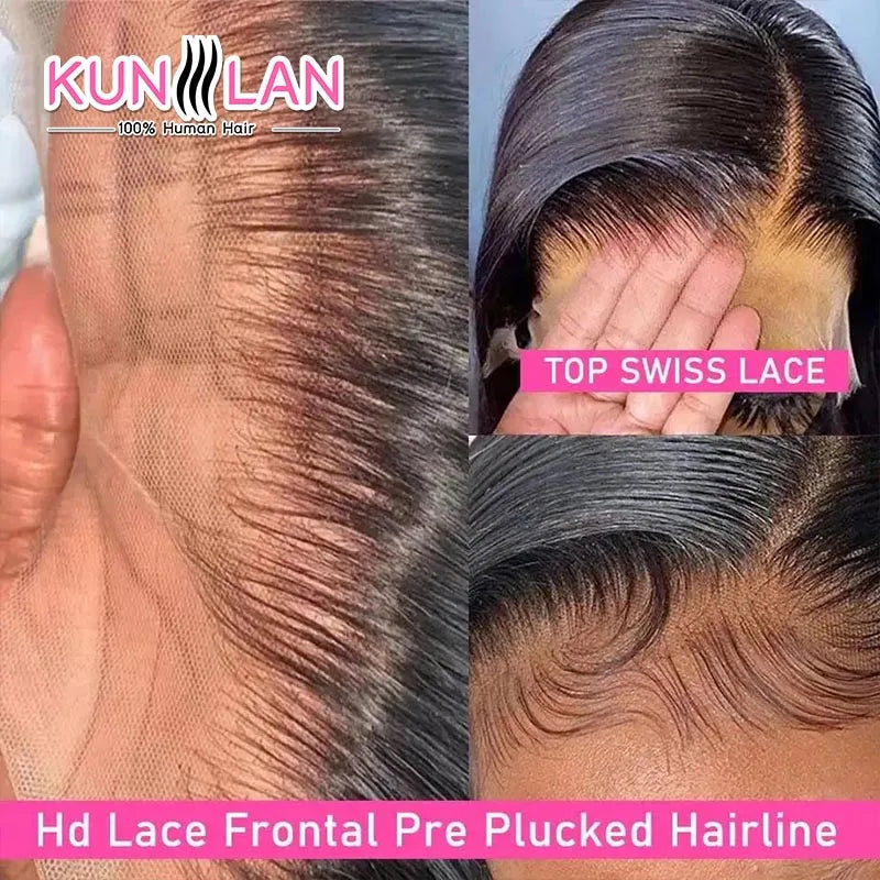 5x5 Glueless Wig Human Hair Ready To Wear Pre-Cut Lace Ready To Go Glueless Wigs Straight Lace Front Human Hair Wig For Women