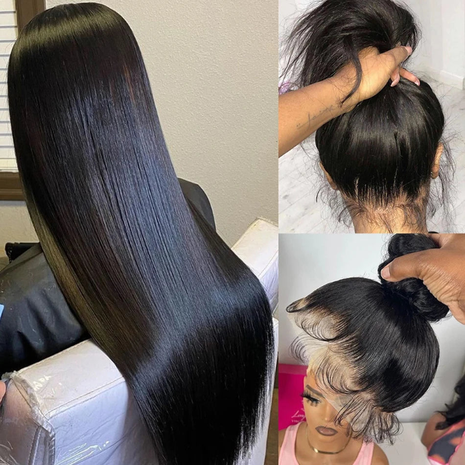 Wear And Go Glueless HD Transparent Wigs Human Hair Lace Frontal Brazilian Straight Ready To Wear 13X4 Lace Frontal Wig 32Inch
