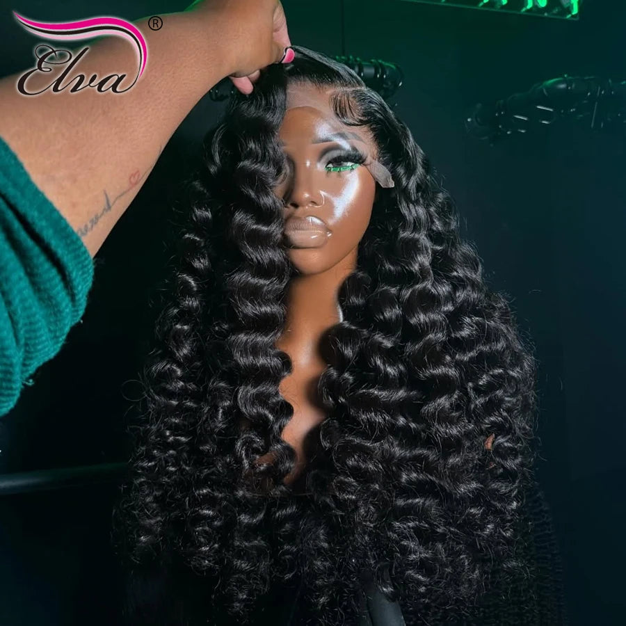 Glueless Wig Human Hair Ready To Go Loose Deep Wave 250% Density Princess Hair 13x6 HD Transparent Lace Frontal Wigs Pre plucked