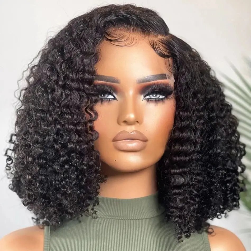 Glueless Wigs Human Hair Glueless Wigs Ready To Wear Deep Wave Glueless Pre plucked Human Wigs Ready To Go 6X4 HD Lace Bob Wig