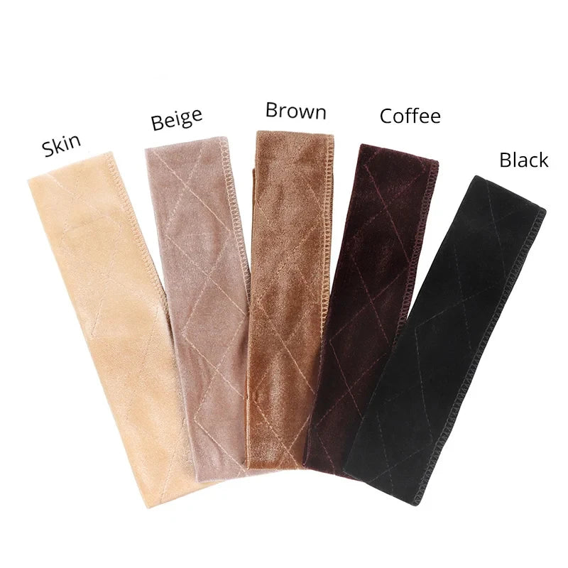 Wig Grip Band 1Pcs Brown Velvet Headband Scarf Head Hair Band Extra Hold Wig Adjustable Fastern Stretch Cotton Wig Band Beige