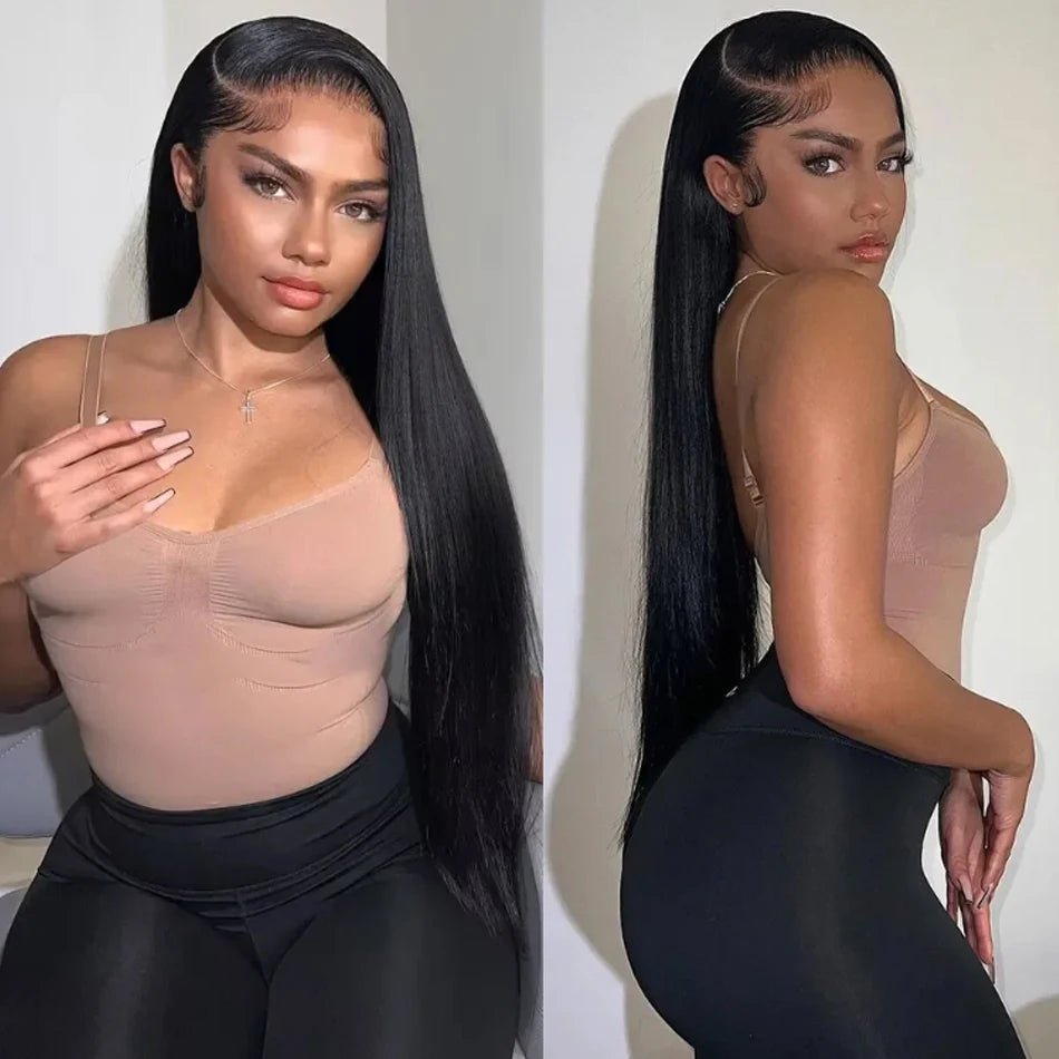 Wear And Go Glueless HD Transparent Wigs Human Hair Lace Frontal Brazilian Straight Ready To Wear 13X4 Lace Frontal Wig 32Inch