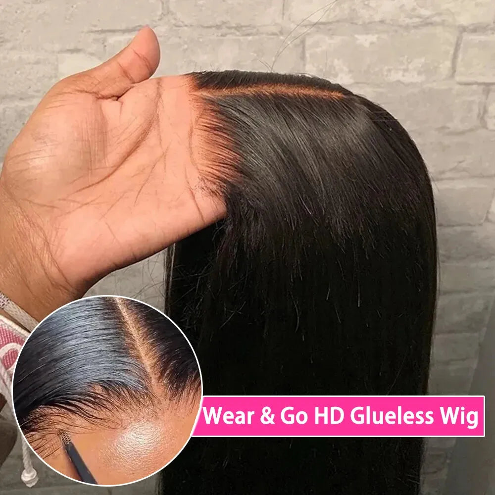 5x5 Glueless Wig Human Hair Ready To Wear Pre-Cut Lace Ready To Go Glueless Wigs Straight Lace Front Human Hair Wig For Women